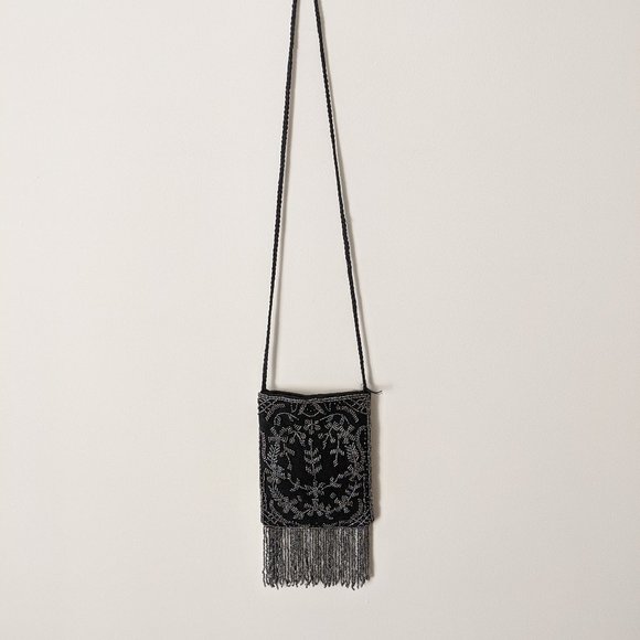 New Black Velvet Beaded Satchel - Picture 1 of 3